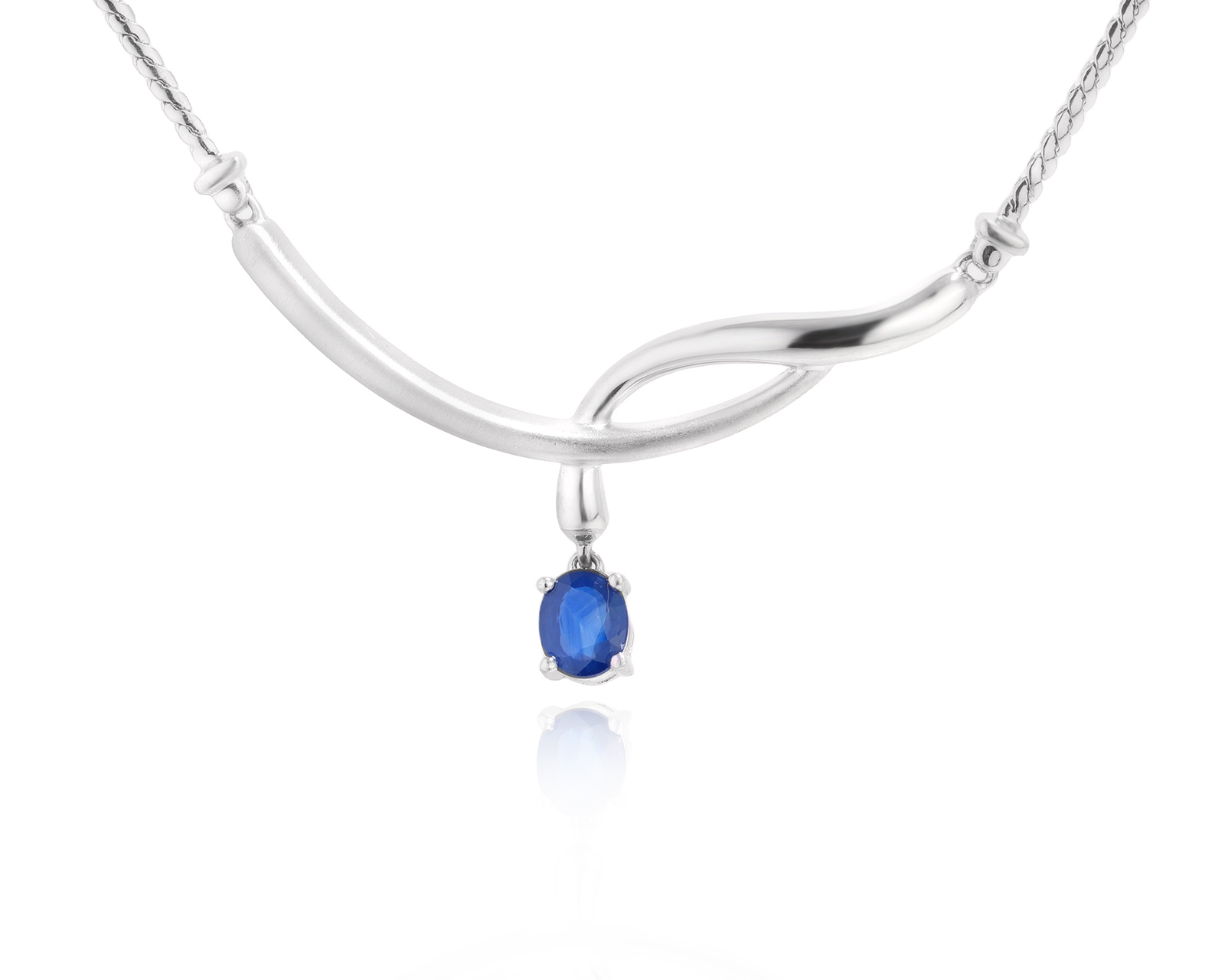 Платиновое колье с сапфиром 0.57ct 240825/3