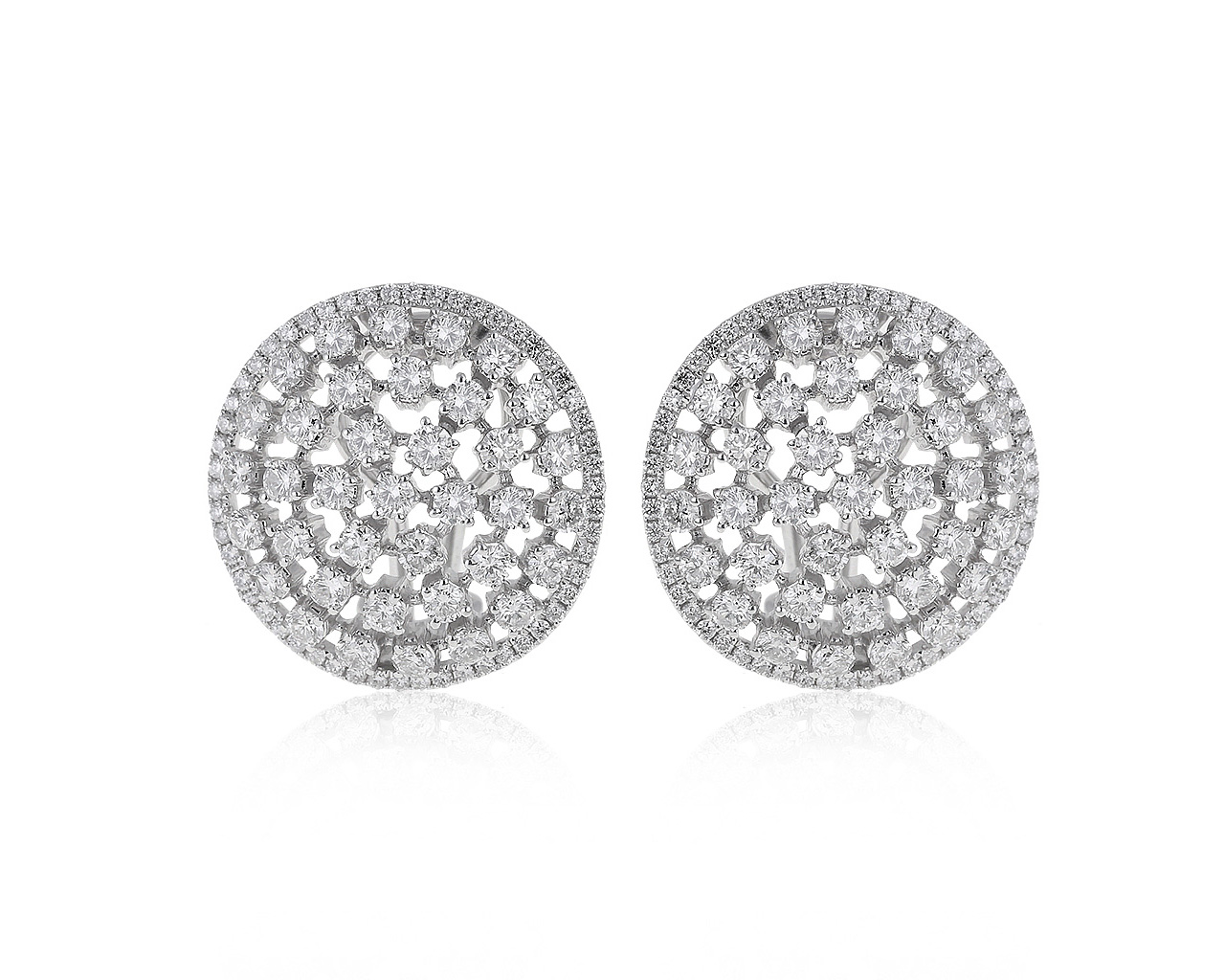 Прекрасные золотые серьги с бриллиантами 3.00ct