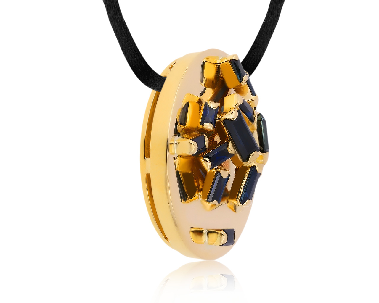 Стильный золотой кулон с сапфирами 3.65ct
