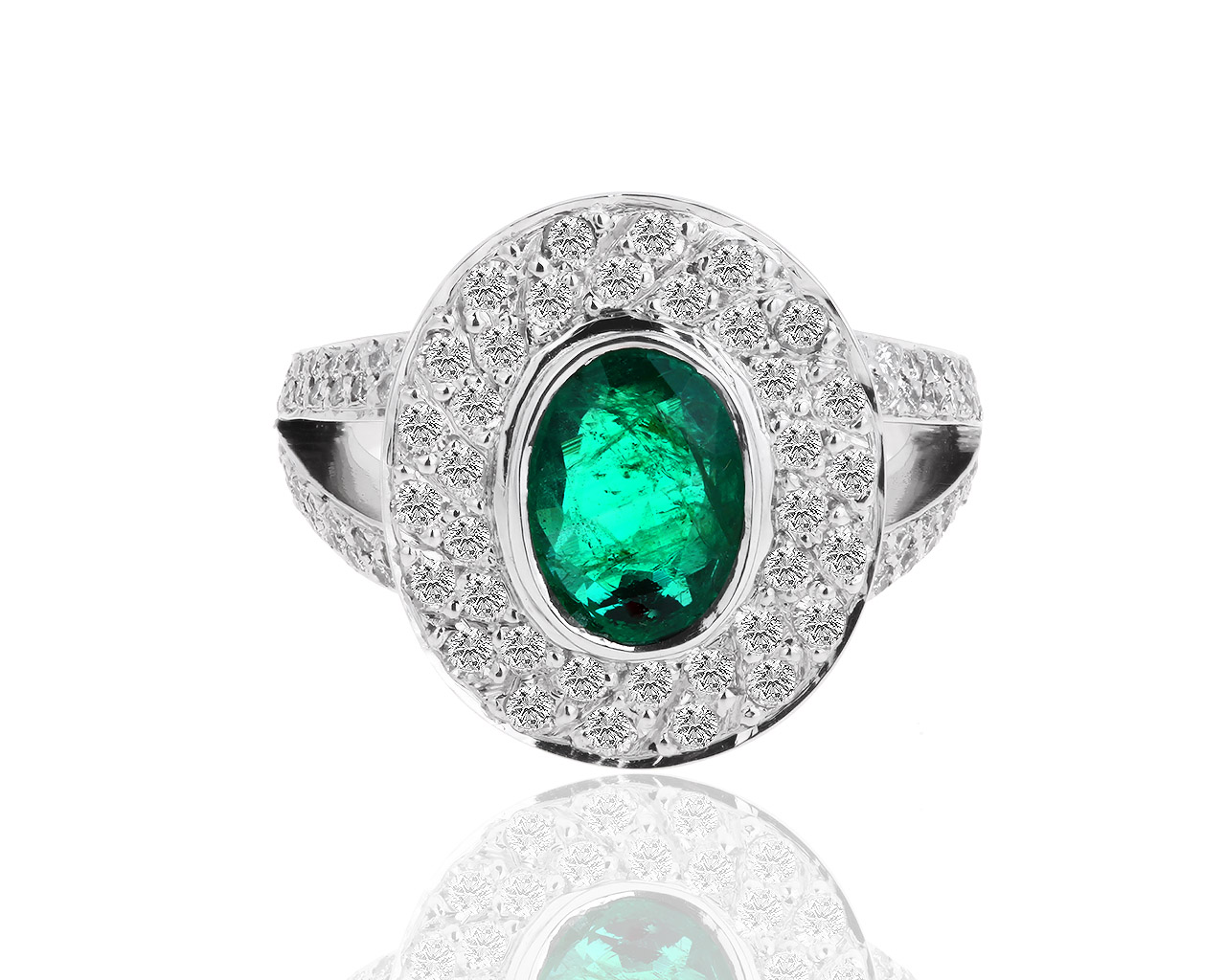 Золотое кольцо с бриллиантами 0.80ct и изумрудом 1.10ct 201018/1