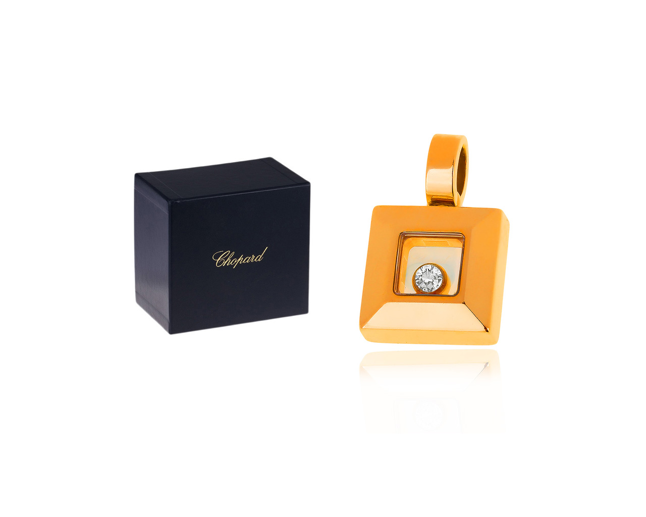 Золотая подвеска с бриллиантом 0.05ct Chopard Happy Square
