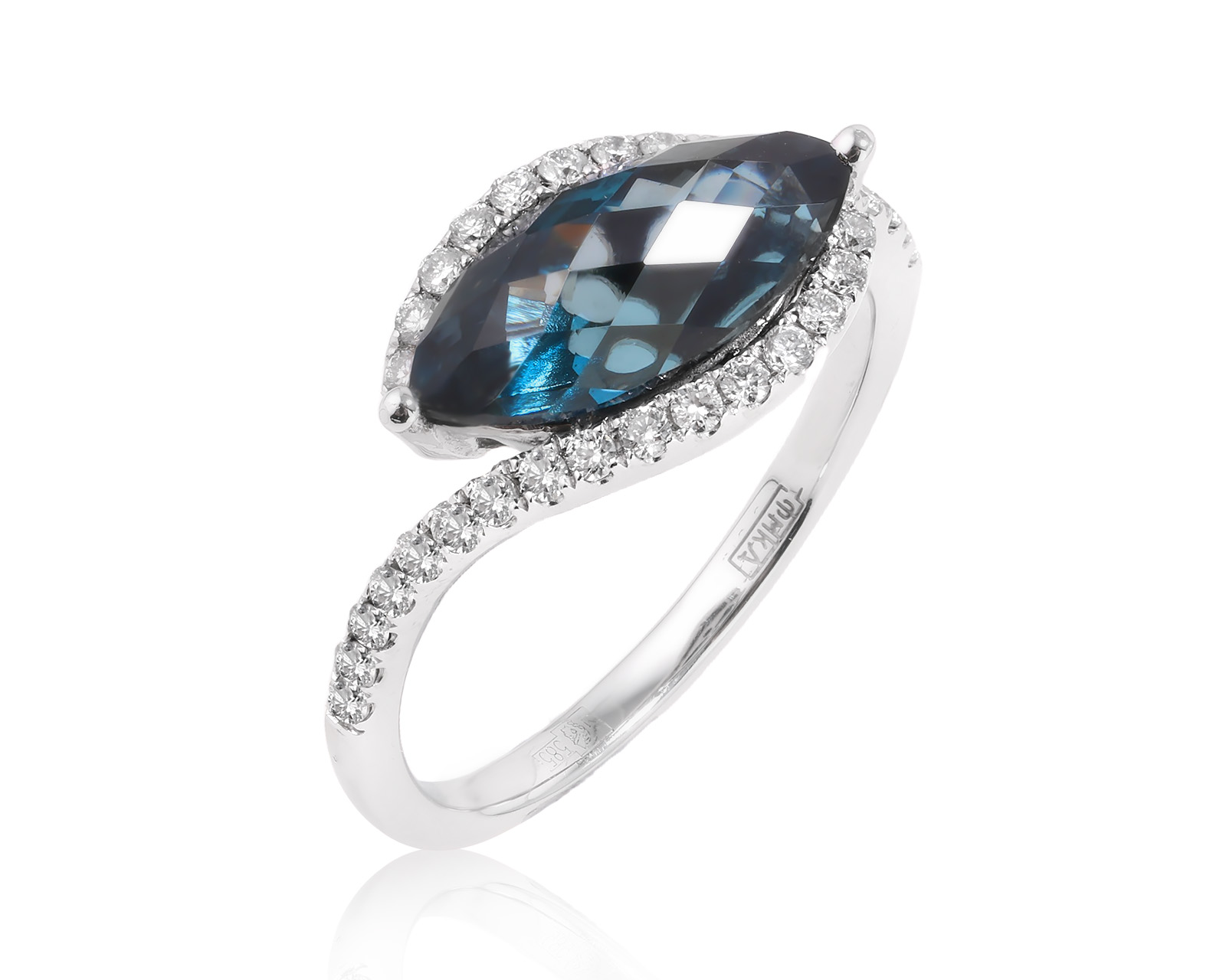 Золотое кольцо с топазом London Blue 2.53ct 171025/7