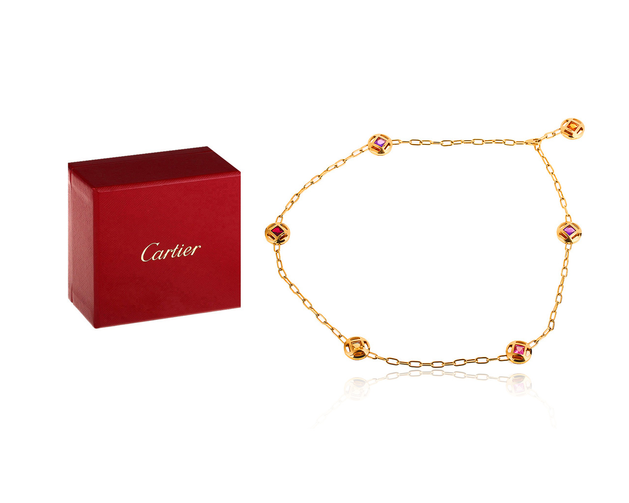 Золотое колье с цветными камнями Cartier Pasha Multi-Gem