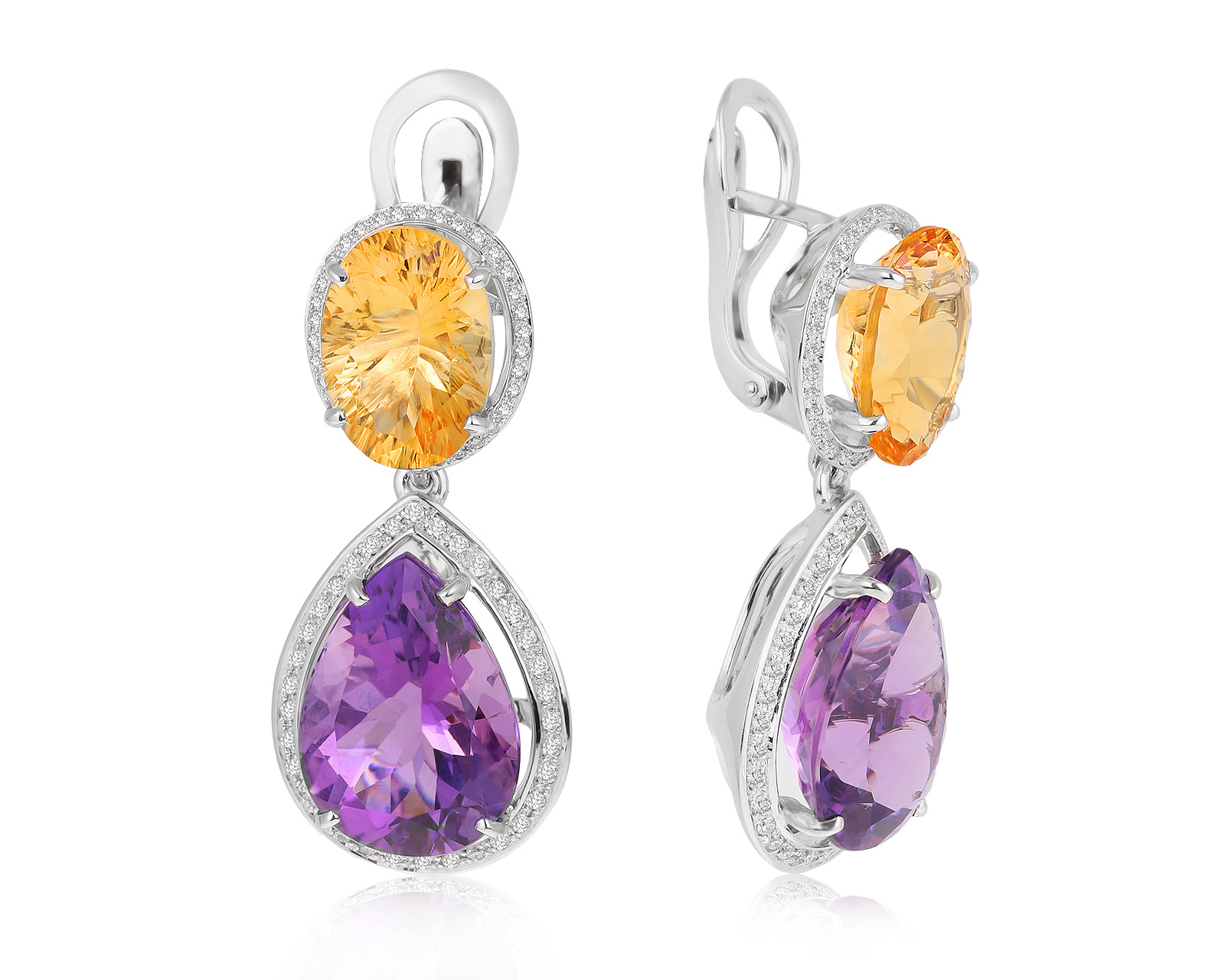 Превосходные золотые серьги с аметистами 19.94ct 140621/10
