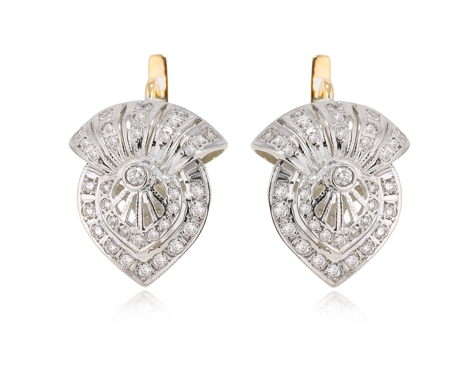 Золотые серьги с коньячными бриллиантами 0.89ct 130225/9 Золотые серьги с коньячными бриллиантами 0.89ct 130225/9