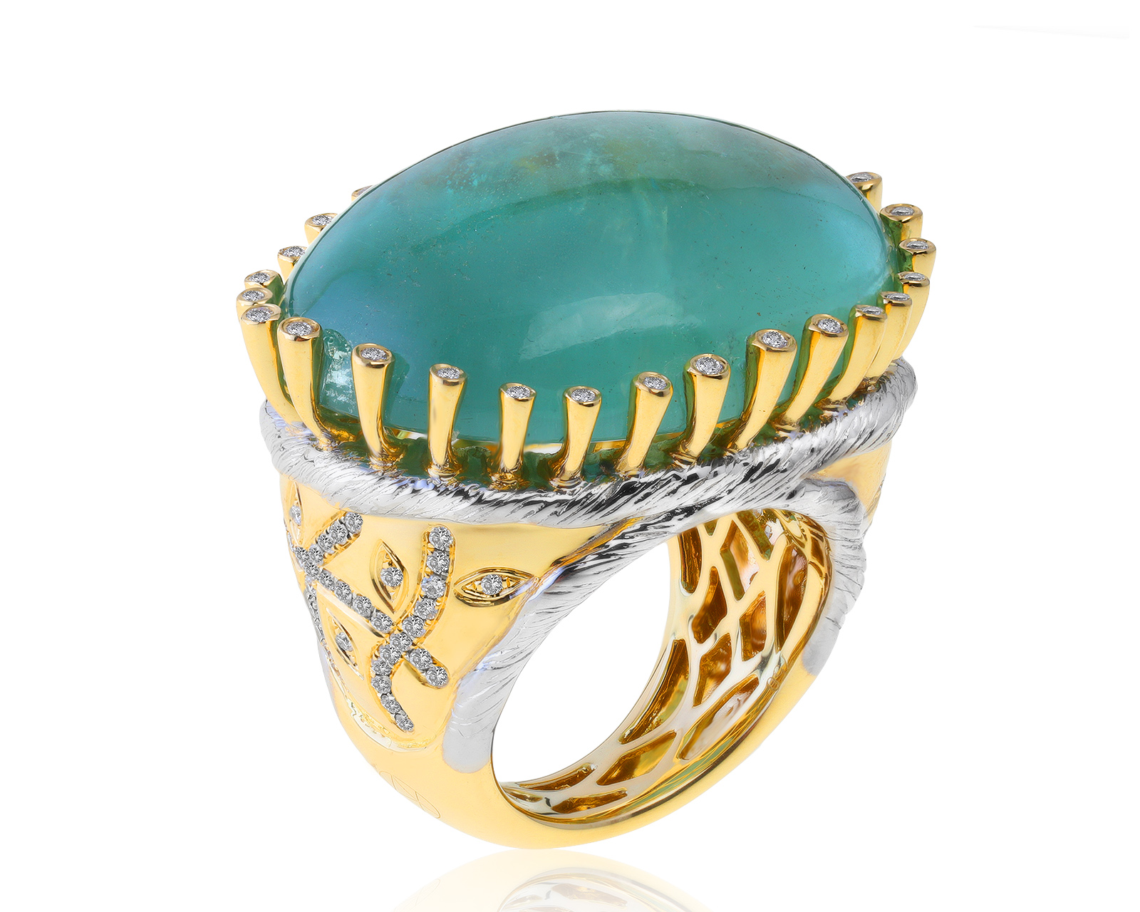 Изумительное золотое кольцо с аквамарином 58.67ct 180821/13