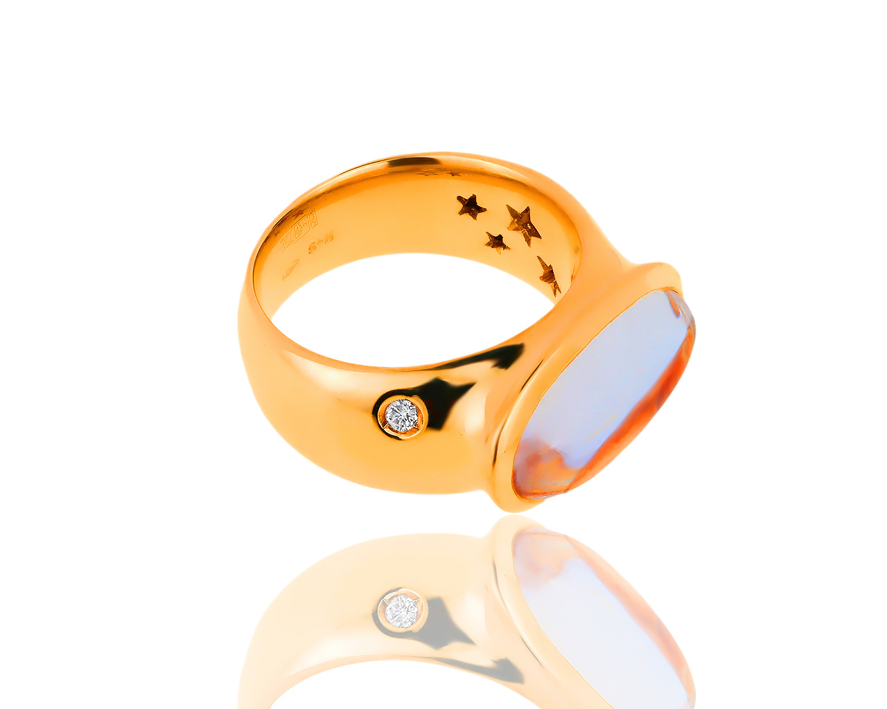 Оригинальное золотое кольцо с кварцем H.Stern