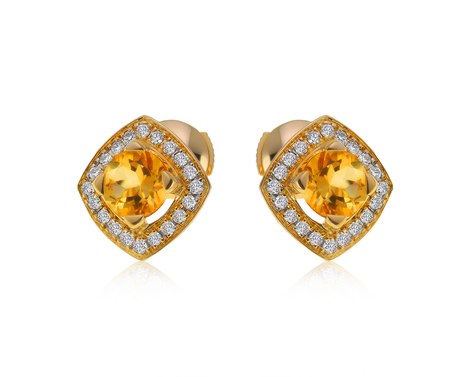 Оригинальные золотые серьги с цитринами 1.80ct Mauboussin