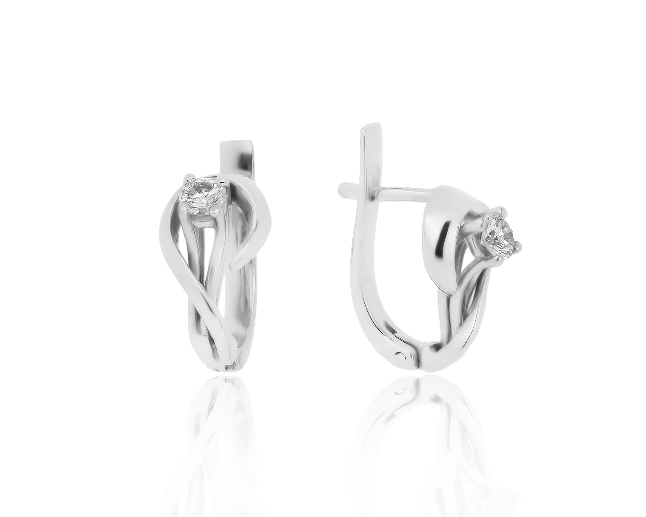 Модные золотые серьги с бриллиантами 0.28ct