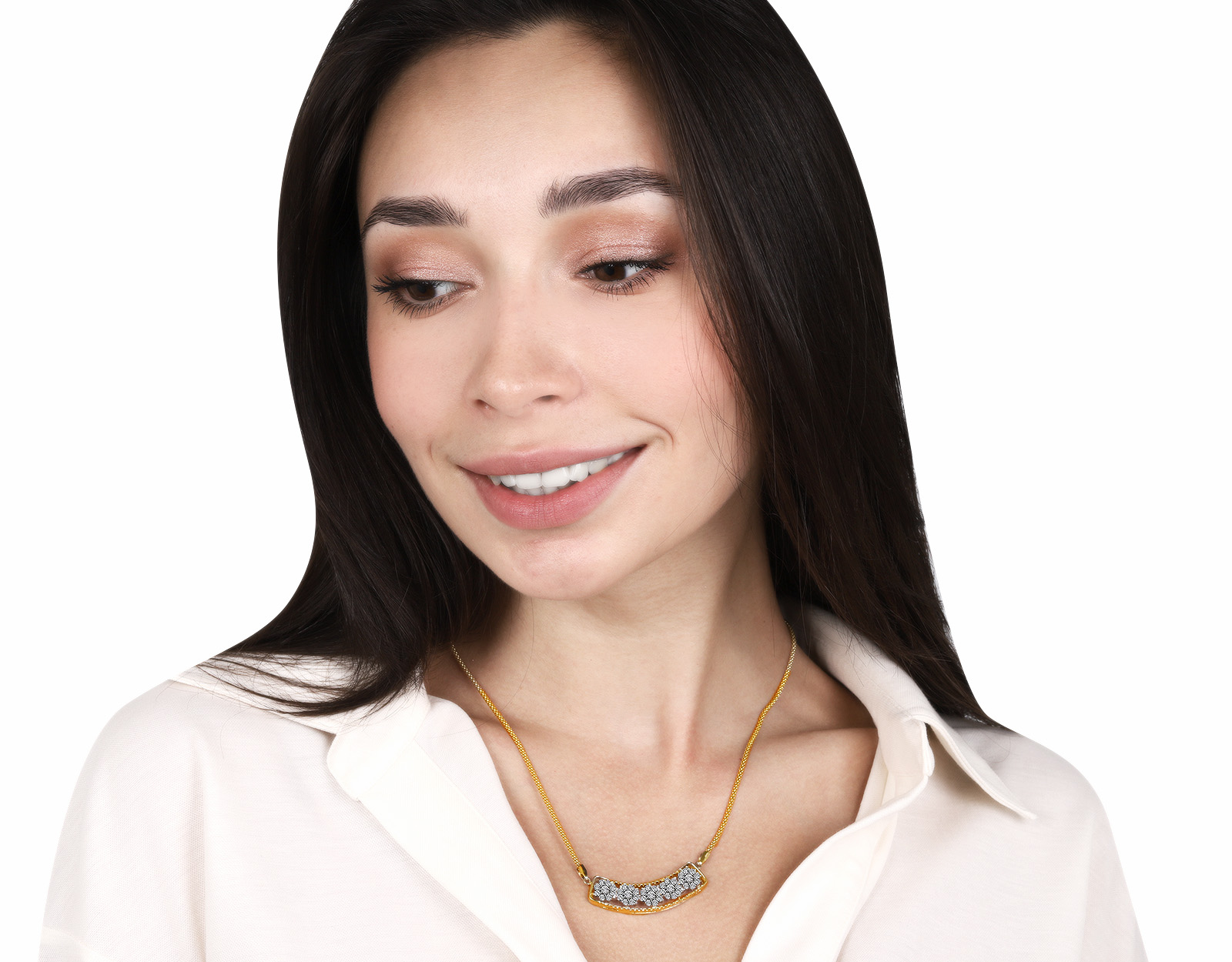 Изысканное золотое колье с бриллиантами 1.63ct