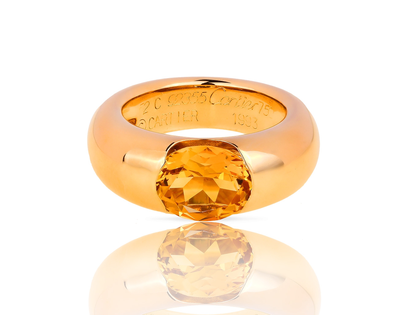 Прекрасное золотое кольцо с цитрином Cartier Ellipse