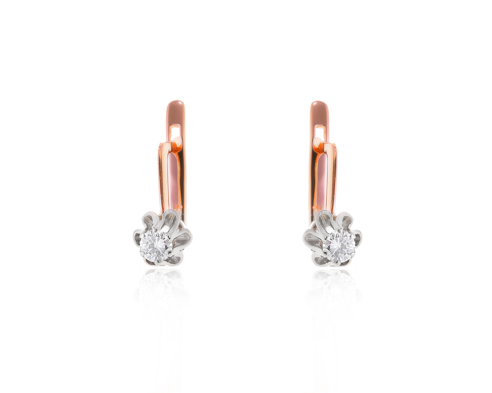 Золотые серьги с бриллиантами 0.32ct СССР