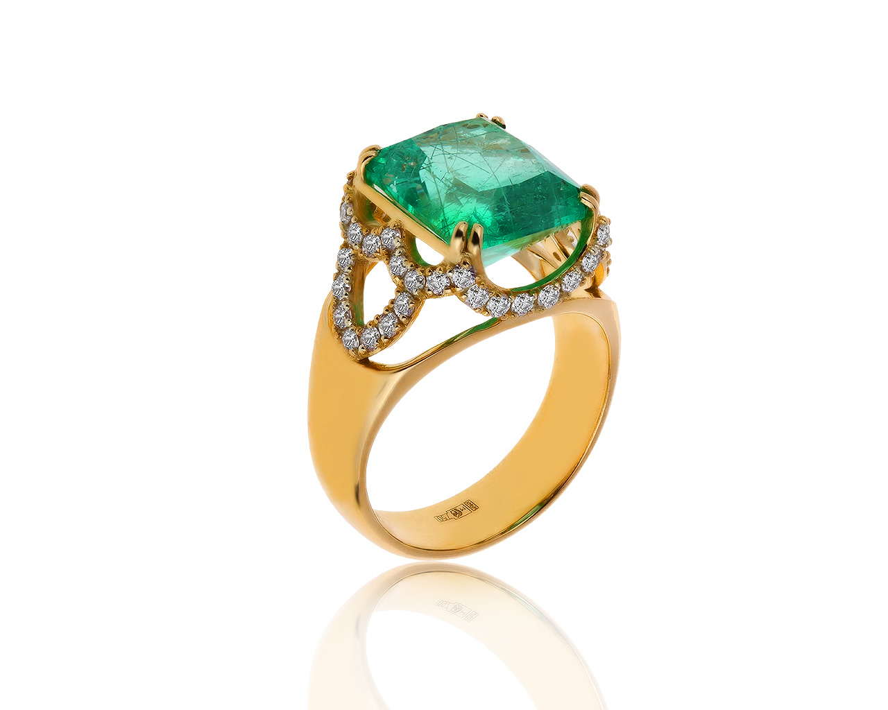Царское золотое кольцо с изумрудом 6.63ct 271216/12