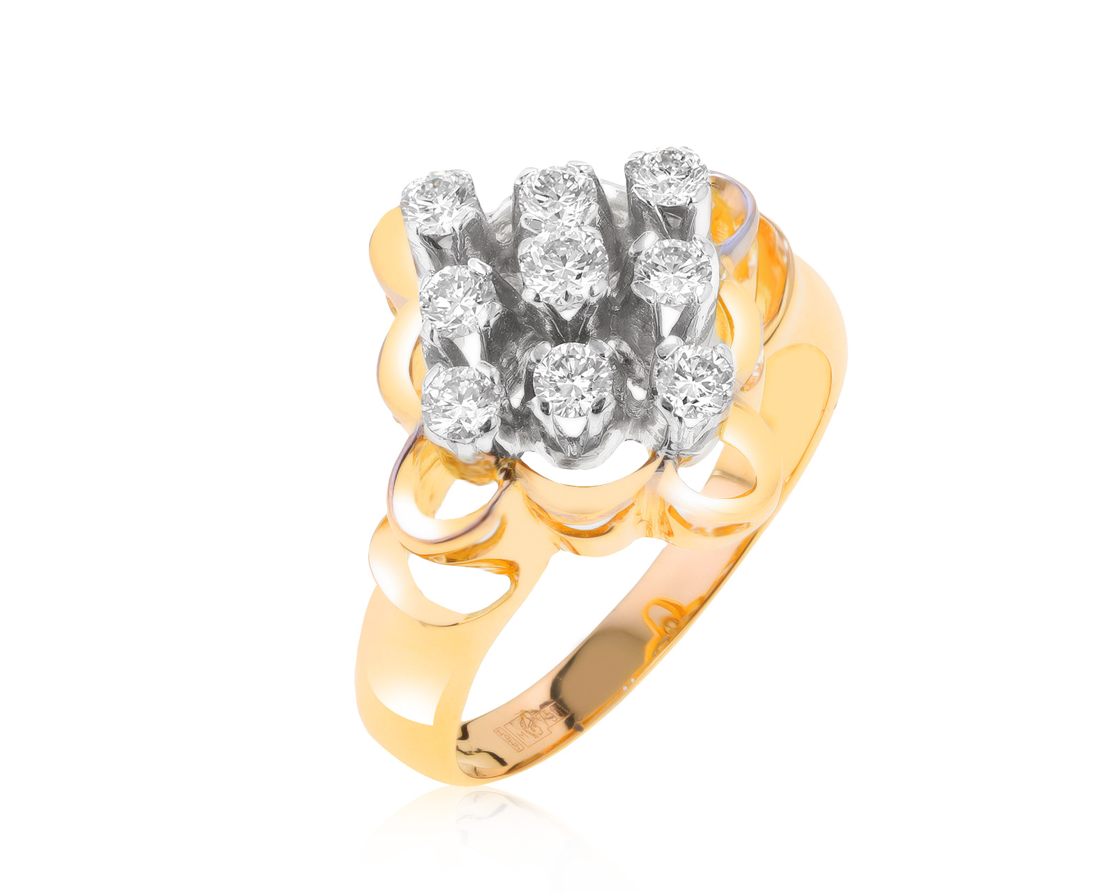 Изысканное золотое кольцо с бриллиантами 0.63ct