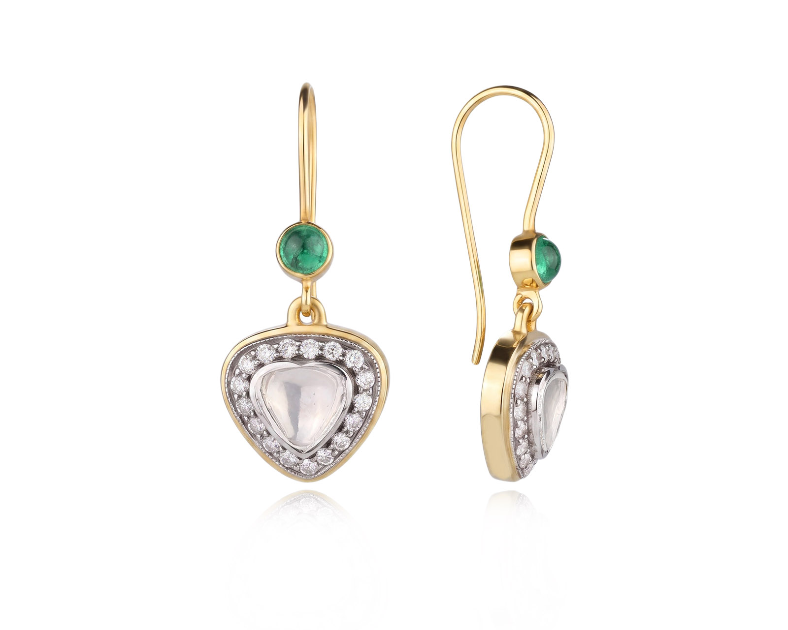 Золотые серьги с бриллиантами 0.42ct и изумрудами 0.40ct