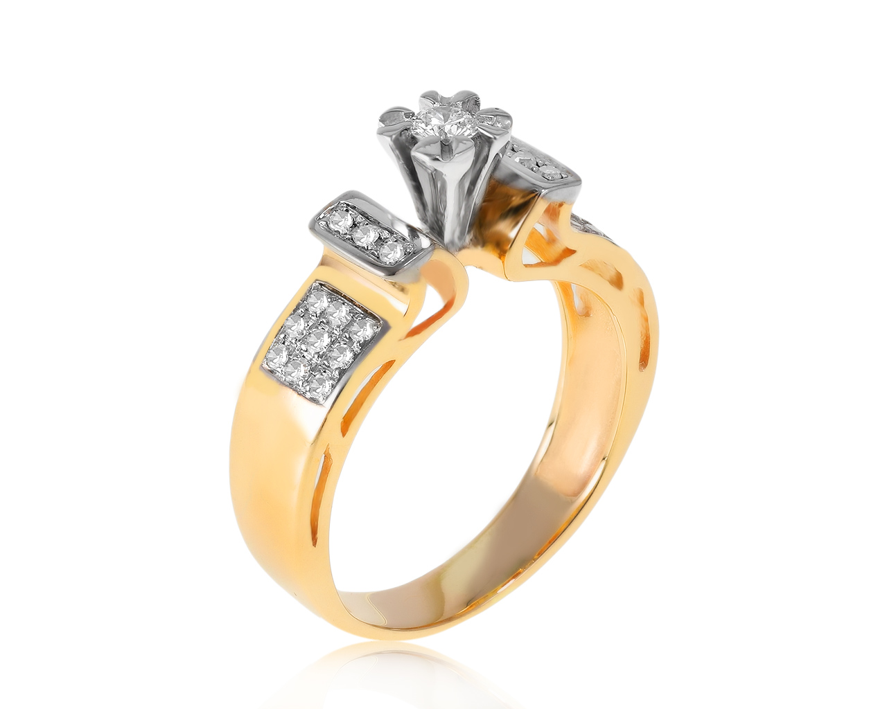 Винтажное золотое кольцо с бриллиантами 0.20ct СССР