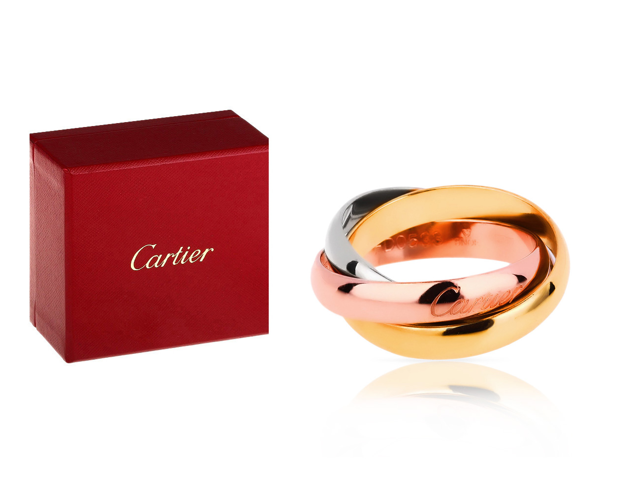Трехцветное золотое кольцо Trinity De Cartier
