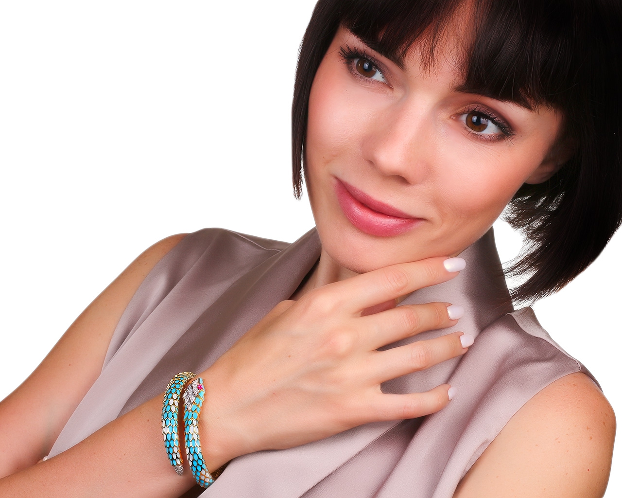 Итальянский золотой браслет с эмалями и бриллиантами 0.15ct