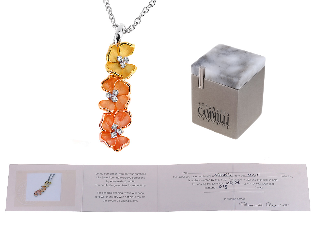 Оригинальный золотой кулон с бриллиантами 0.18ct Annamaria Cammilli