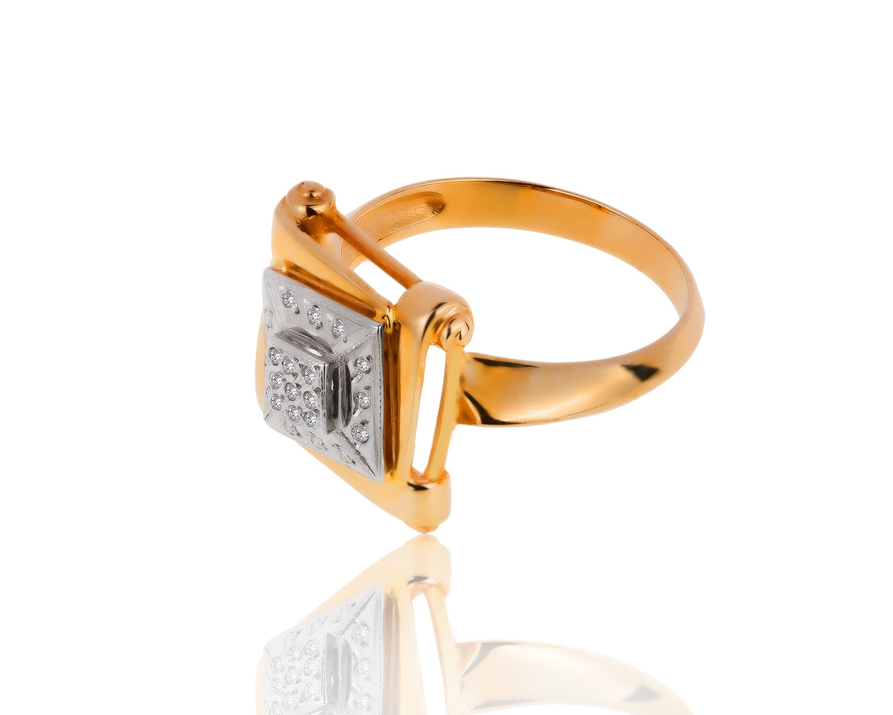 Изящное золотое кольцо с бриллиантами 0.06ct