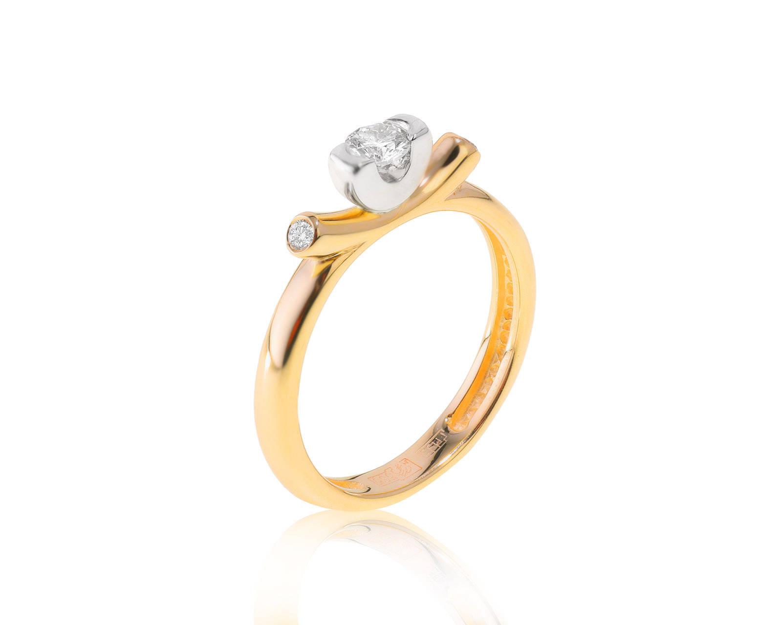Изысканное золотое кольцо с бриллиантами 0.16ct