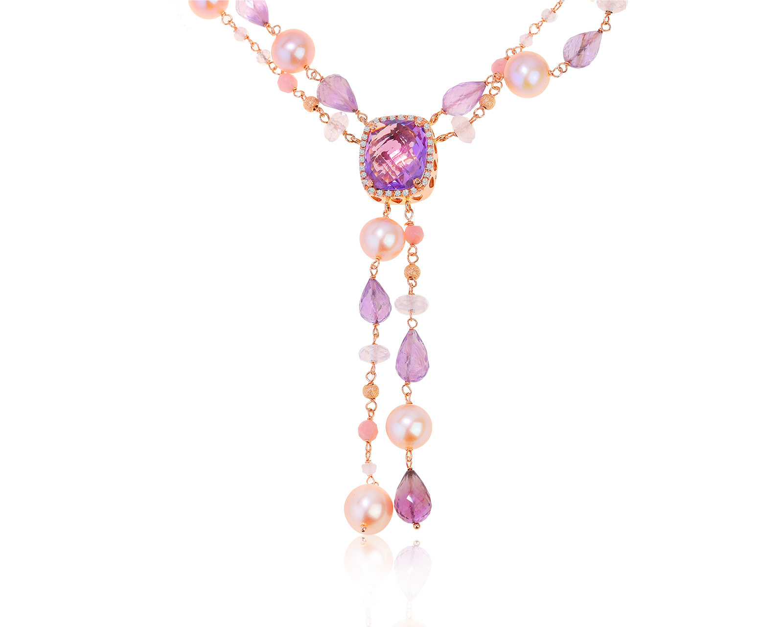 Оригинальное золотое колье с аметистами 33.14ct Zoccai 051121/4 Оригинальное золотое колье с аметистами 33.14ct Zoccai 051121/4