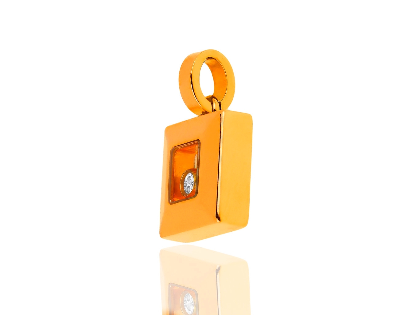 Золотая подвеска с бриллиантом 0.05ct Chopard Happy Square