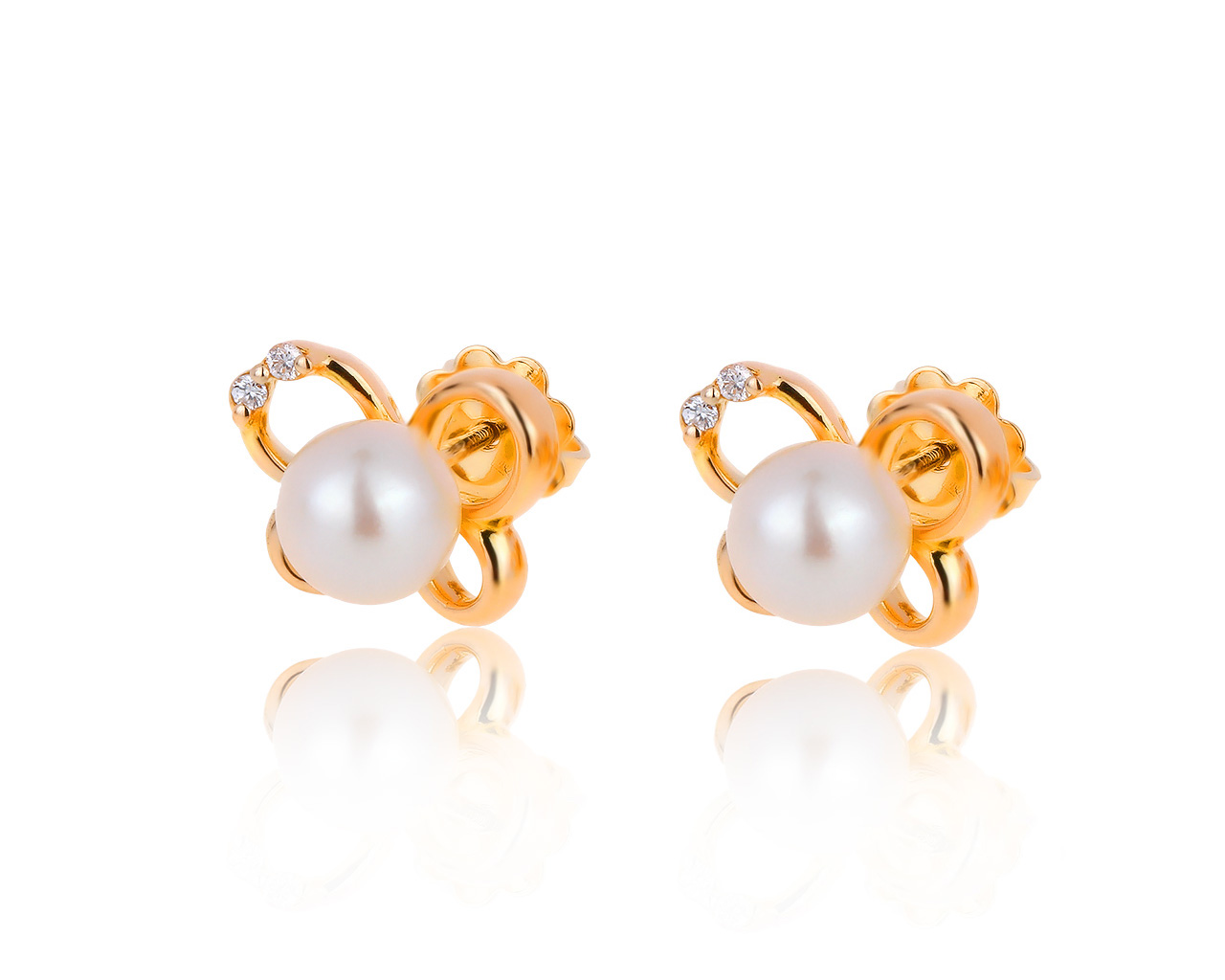 Оригинальные золотые серьги с жемчугом 7.30 мм Raima 040120/5
