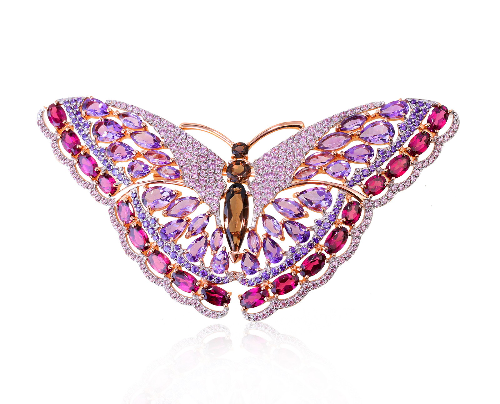 Очаровательная золотая брошь с цветными камнями 8.72ct 230521/9