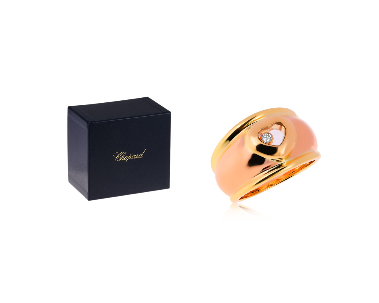 Оригинальное золотое кольцо с бриллиантом 0.04ct Chopard Happy Diamonds