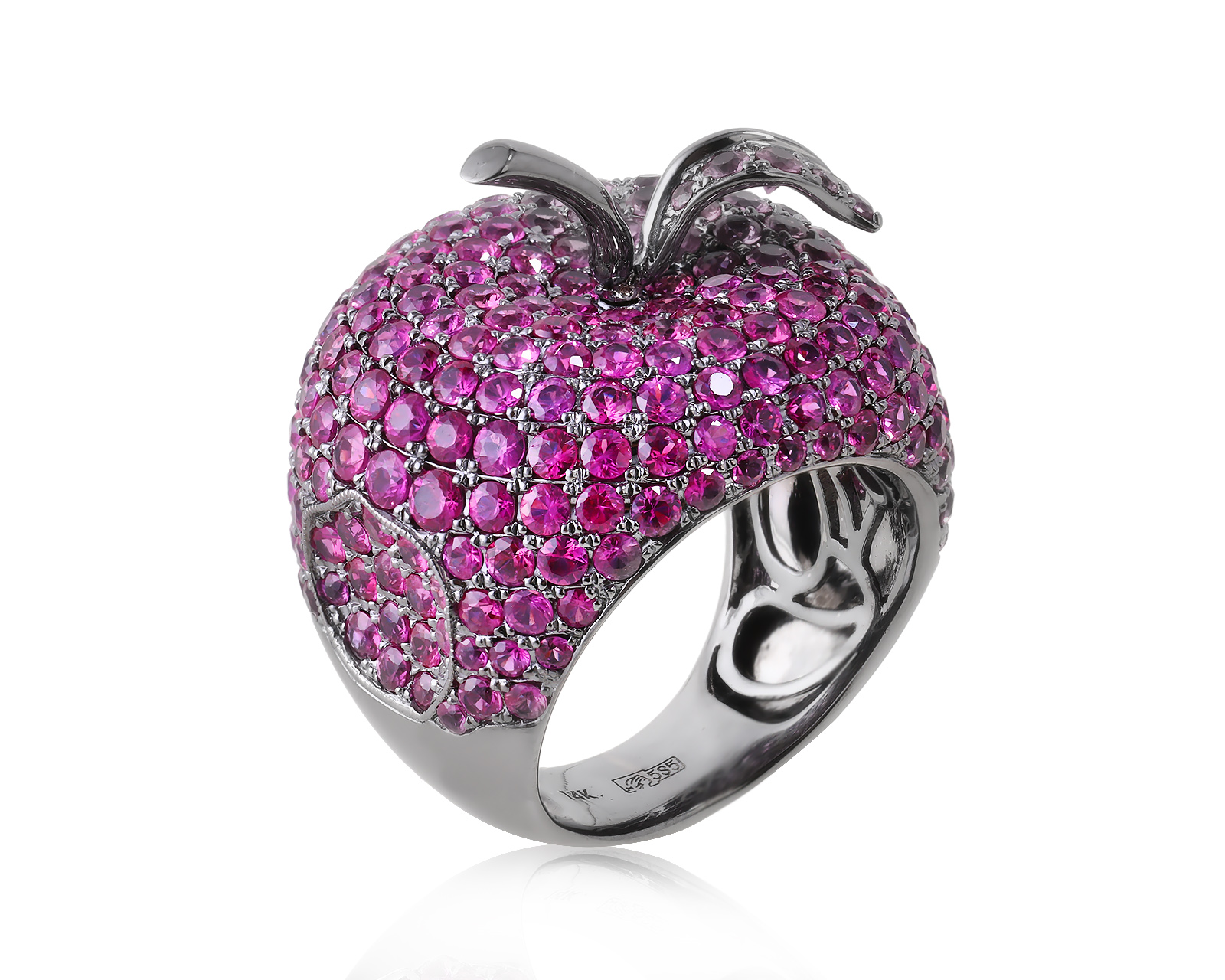 Золотое кольцо с розовыми сапфирами 7.14ct 140623/1 Золотое кольцо с розовыми сапфирами 7.14ct 140623/1