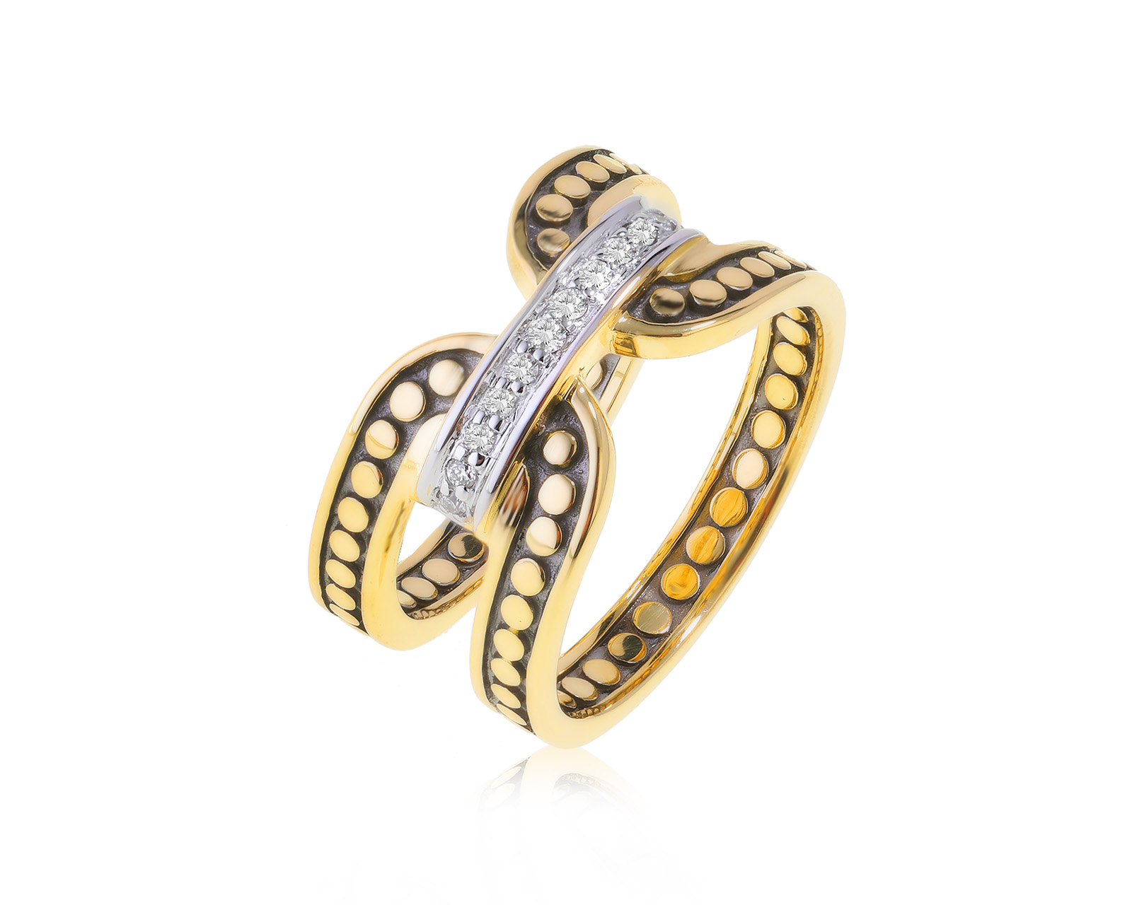 Оригинальное золотое кольцо с бриллиантами 0.10ct John Hardy 011022/3