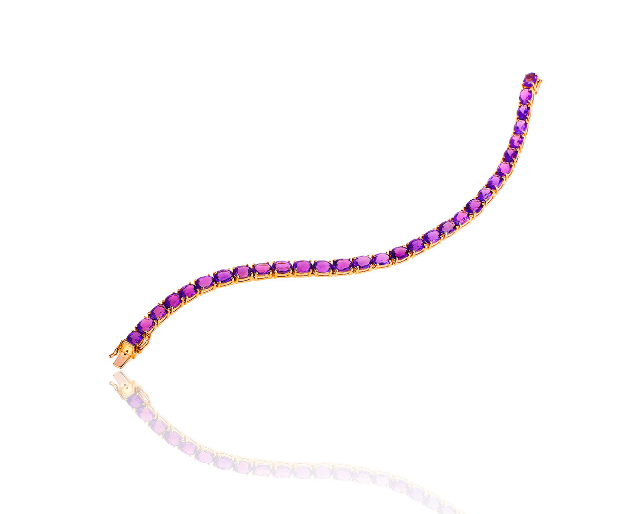 Праздничный золотой браслет с аметистами 140519/1