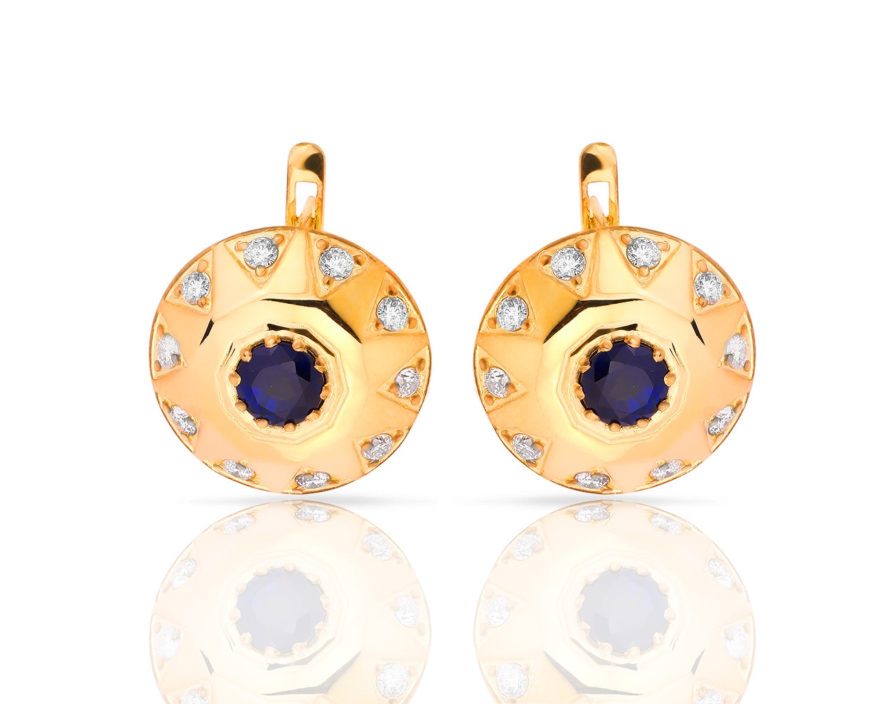 Золотые серьги с сапфирами 1.65ct и бриллиантами 0.55ct 280318/7