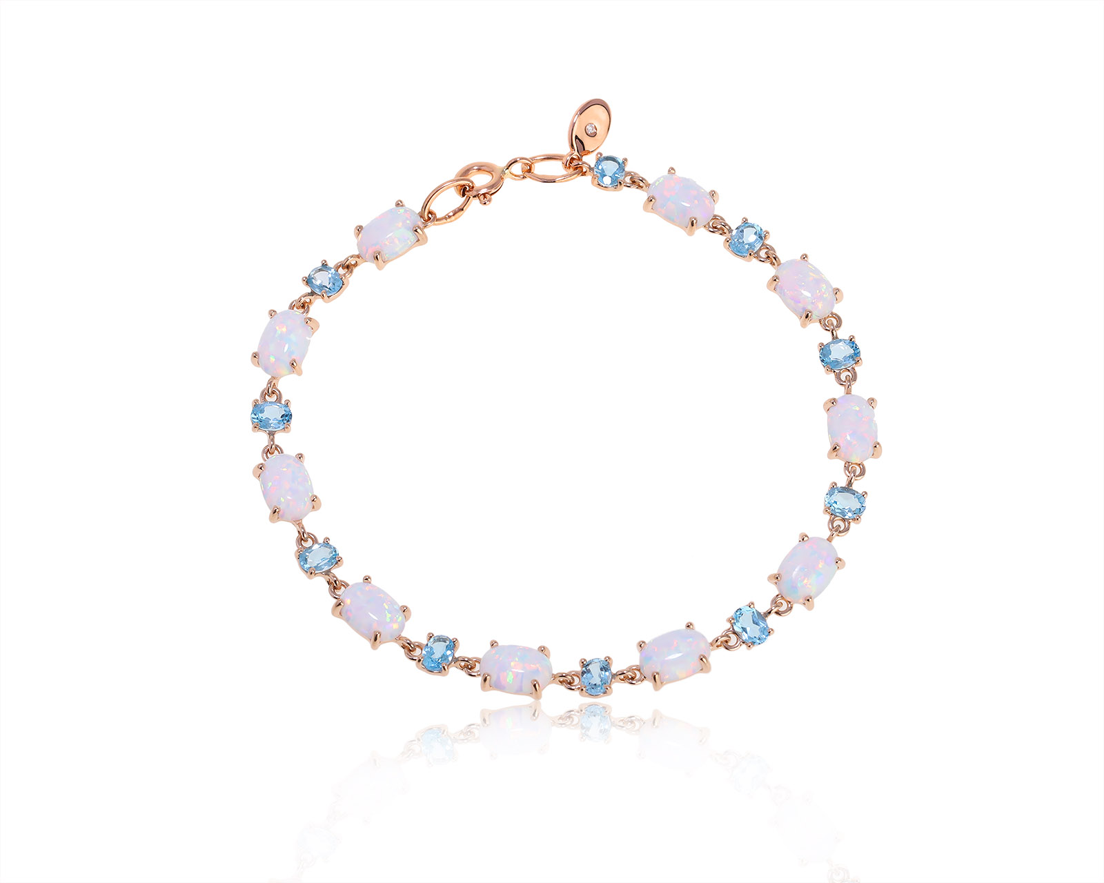 Золотой браслет с топазами 2.10ct и опалами 3.50ct