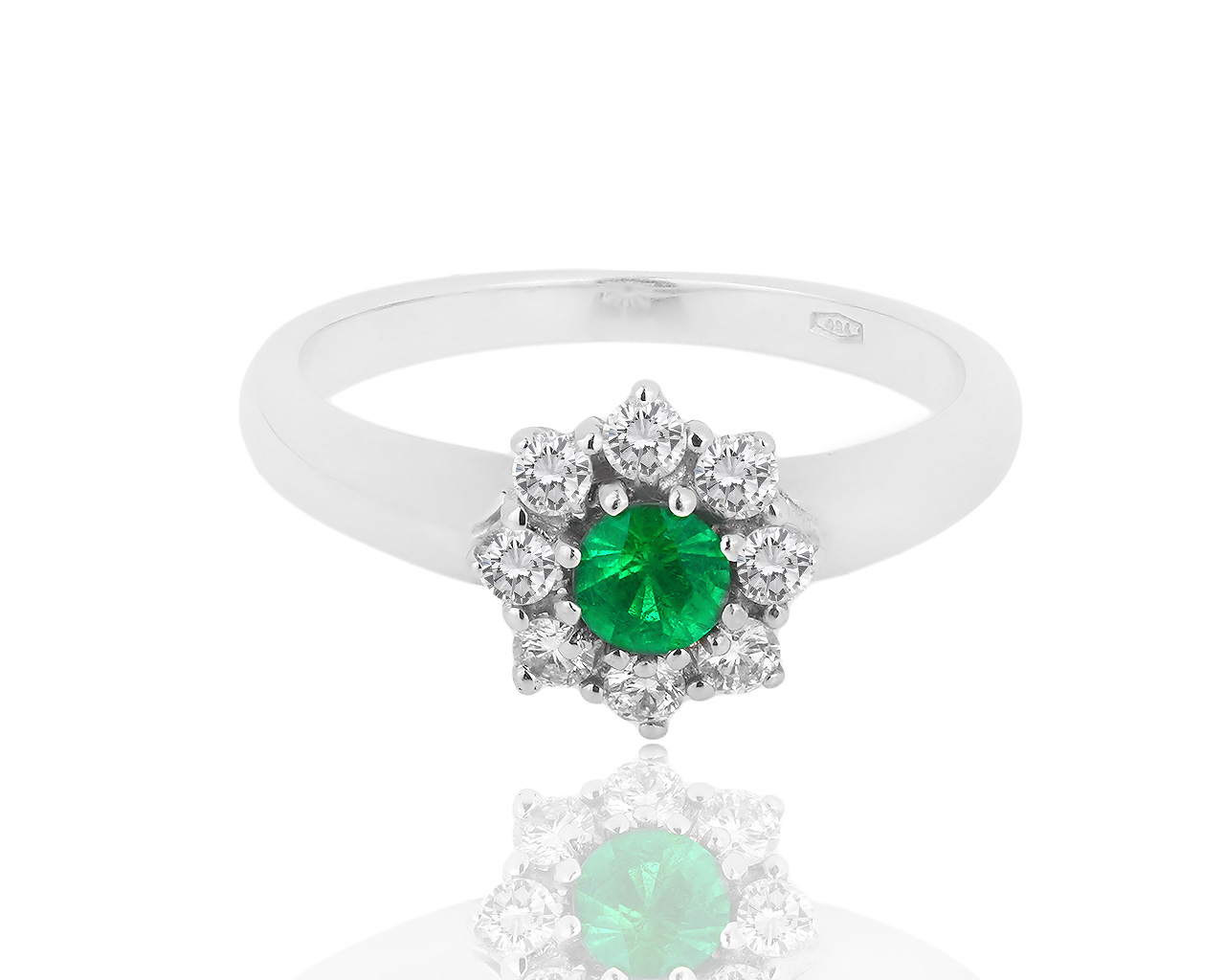 Золотое кольцо с бриллиантами 0.32ct и изумрудом 0.21ct 110219/6 Золотое кольцо с бриллиантами 0.32ct и изумрудом 0.21ct 110219/6