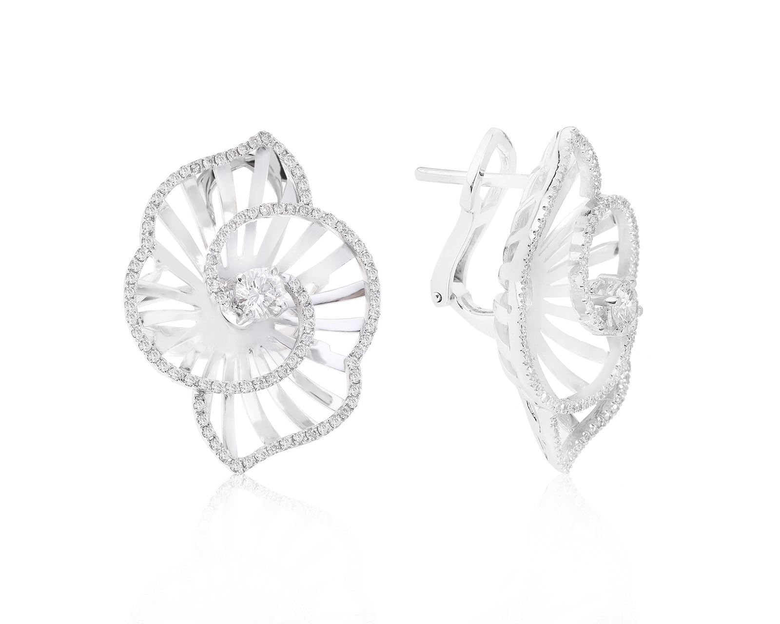 Волшебные золотые серьги с бриллиантами 1.35ct 171121/17