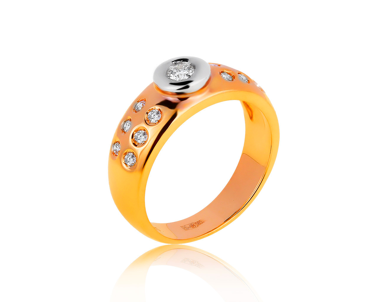 Достойное золотое кольцо с бриллиантами 0.33ct