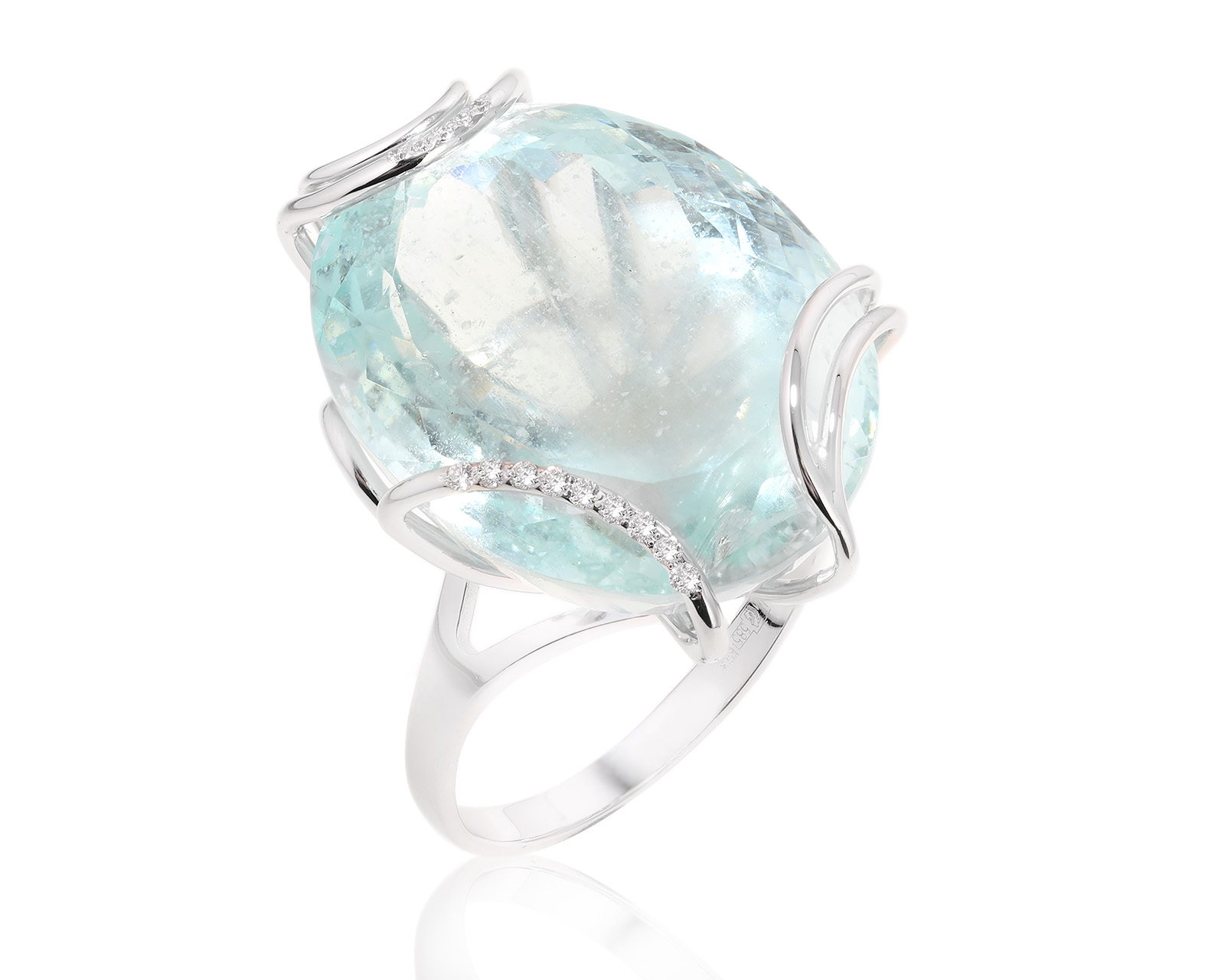 Золотое кольцо с аквамарином 41.28ct и бриллиантами 0.07ct 141224/2