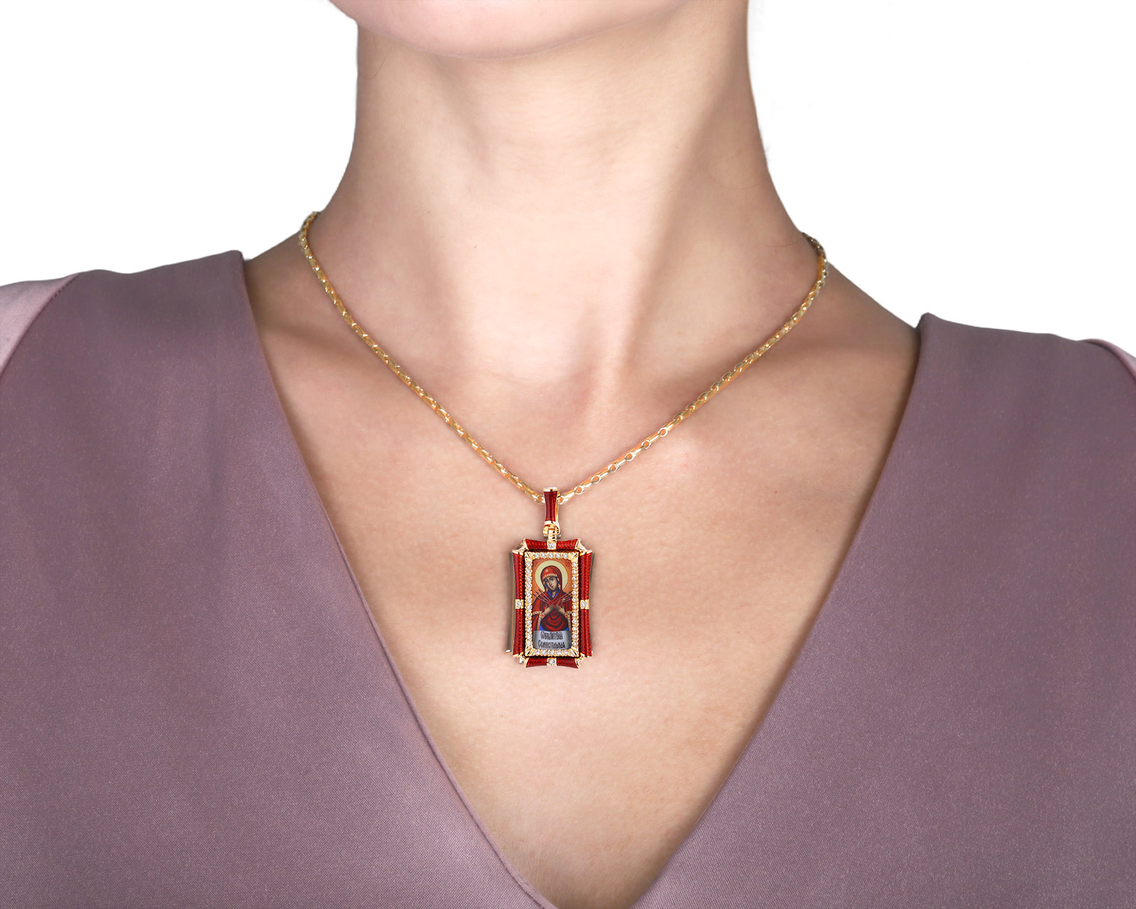 Оригинальный золотой кулон с бриллиантами 0.43ct Skobelev