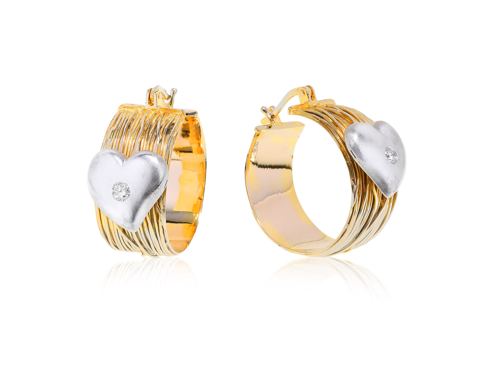 Прелестные золотые серьги с бриллиантами 0.11ct 141222/8