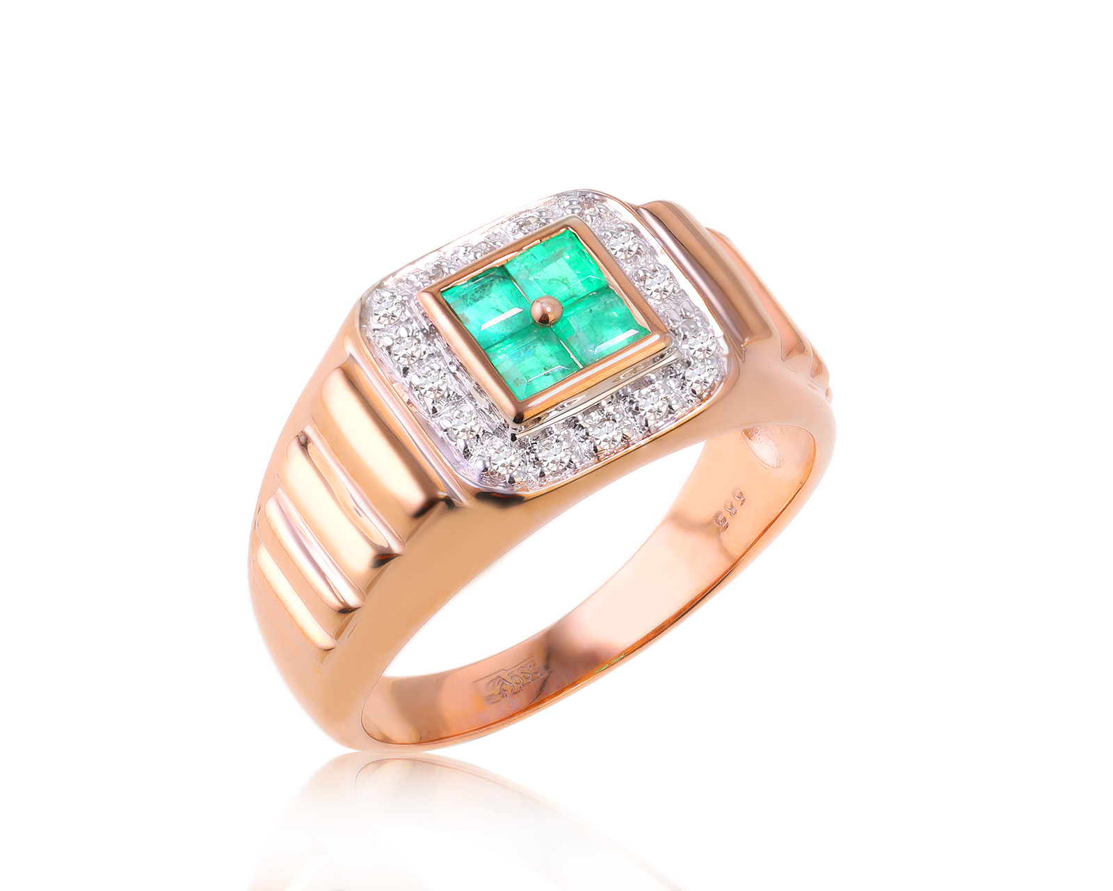 Золотое кольцо с изумрудами 0.60ct 101223/1