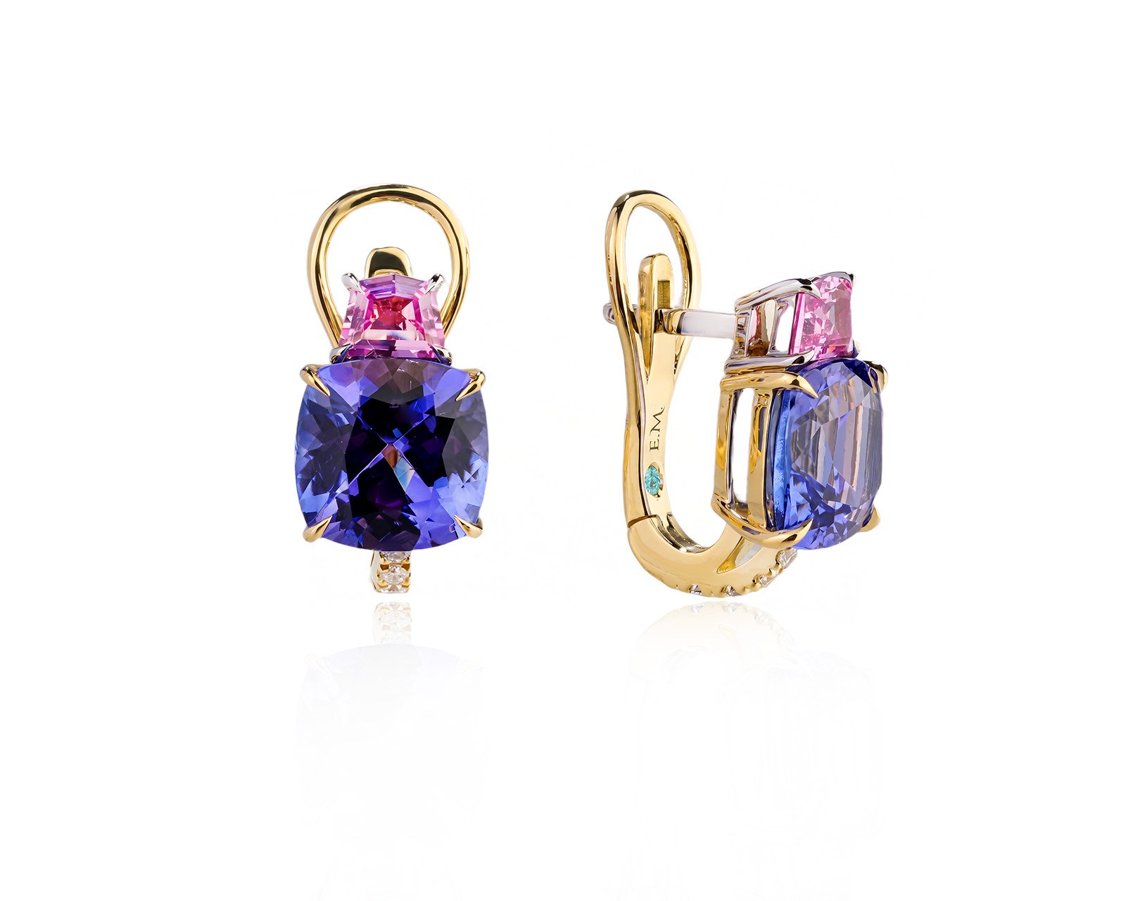 Золотые серьги с танзанитами 4.44ct и сапфирами 0.55ct Evgeny Matveev