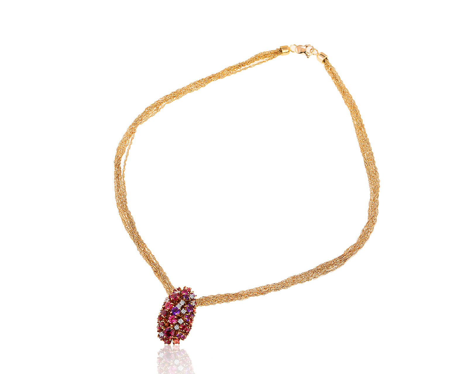 Оригинальный золотой кулон с цветными камнями 2.20ct Alfieri & St.John Cocktail