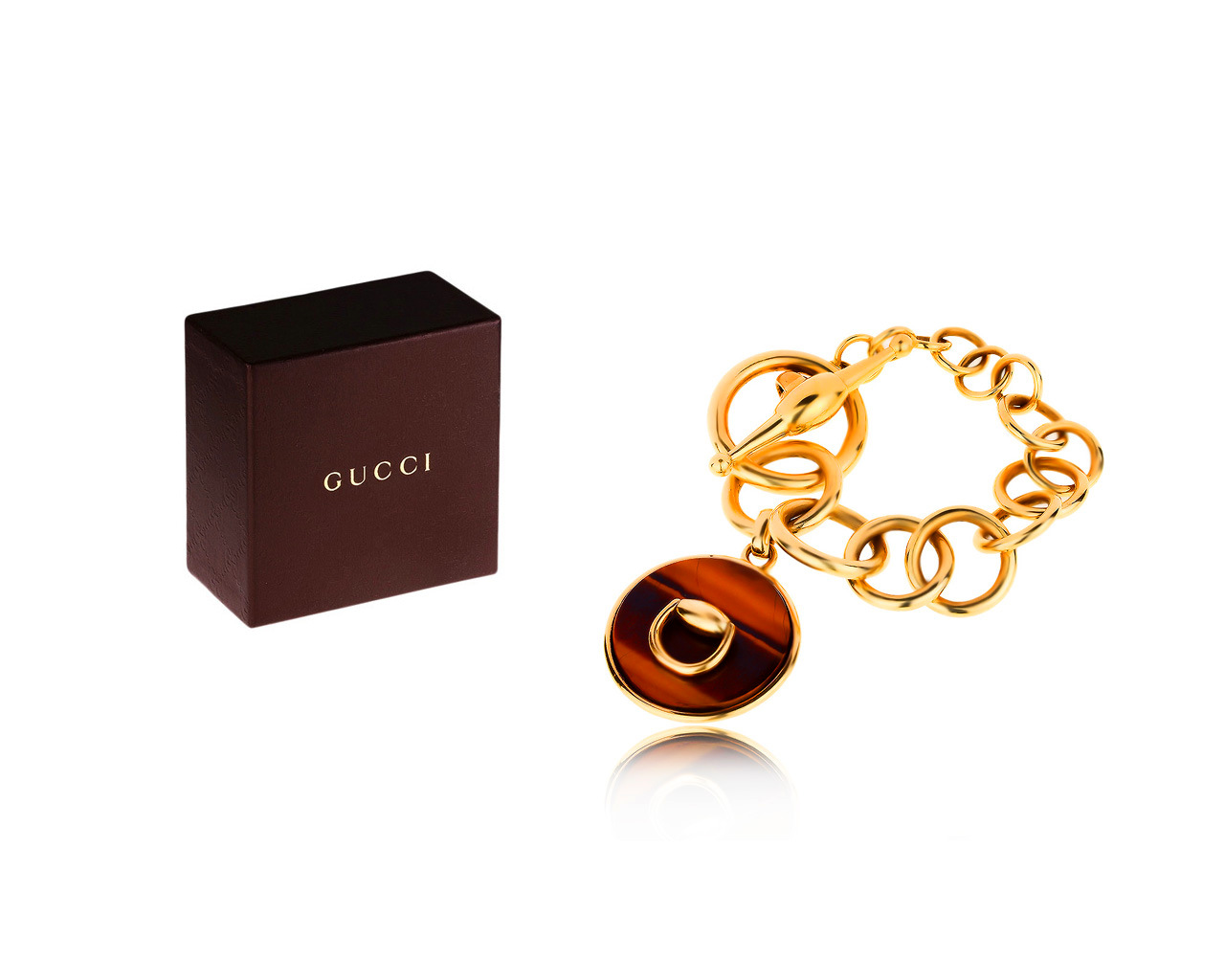 Эстетичный золотой браслет Gucci Horsebit