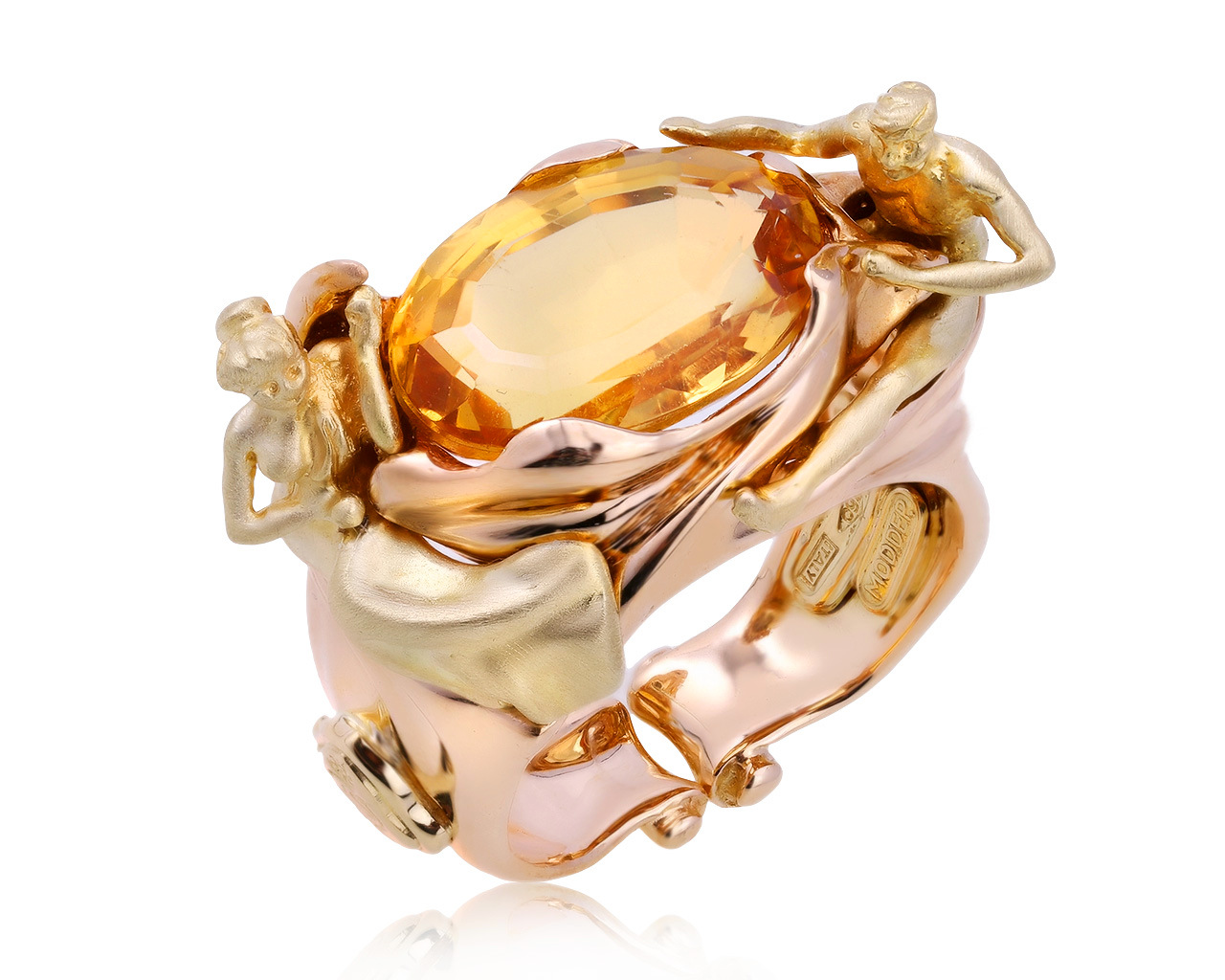 Оригинальное золотое кольцо с цитрином 4.05ct Ivo Spina