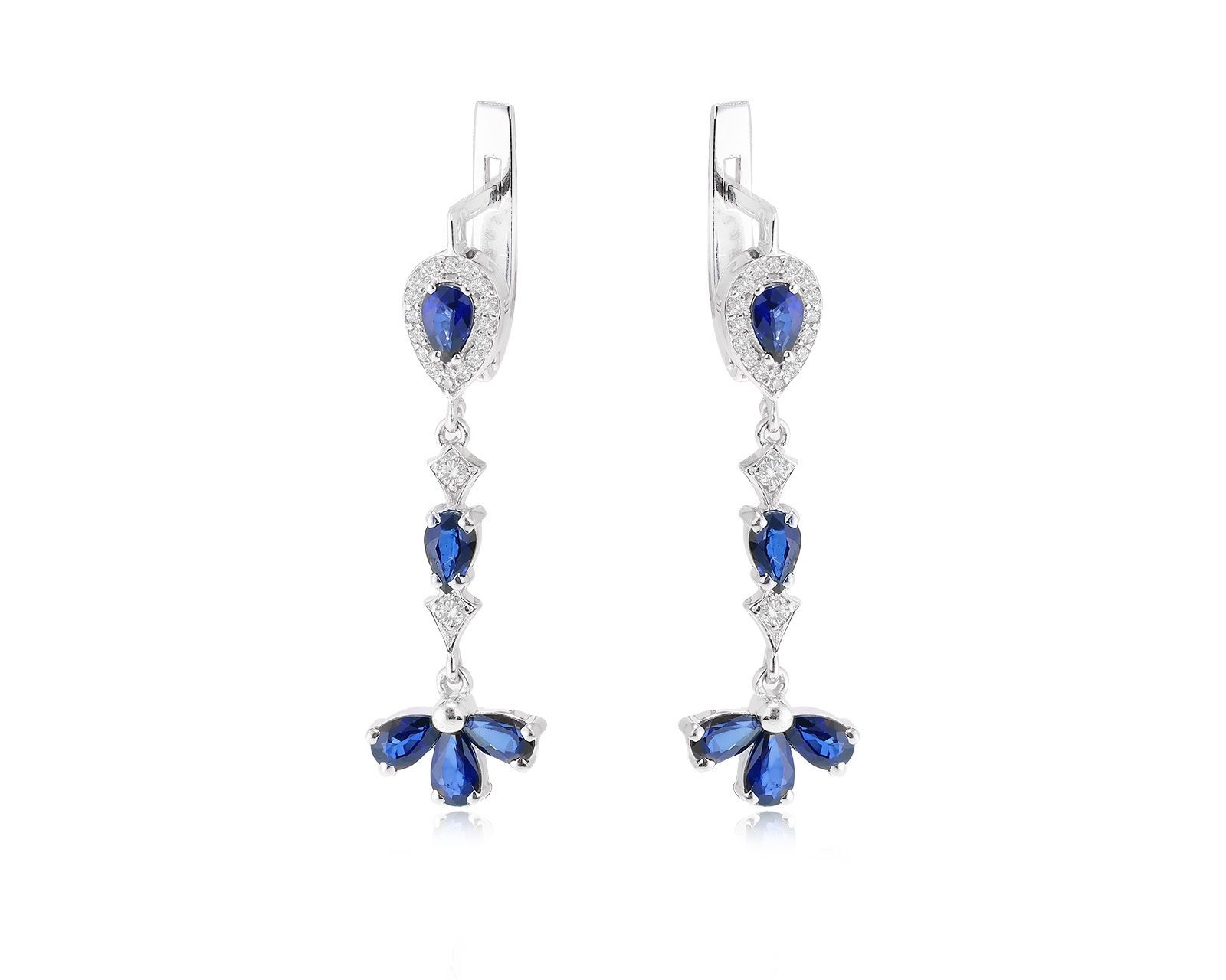 Великолепные золотые серьги с сапфирами 2.70ct 271222/1