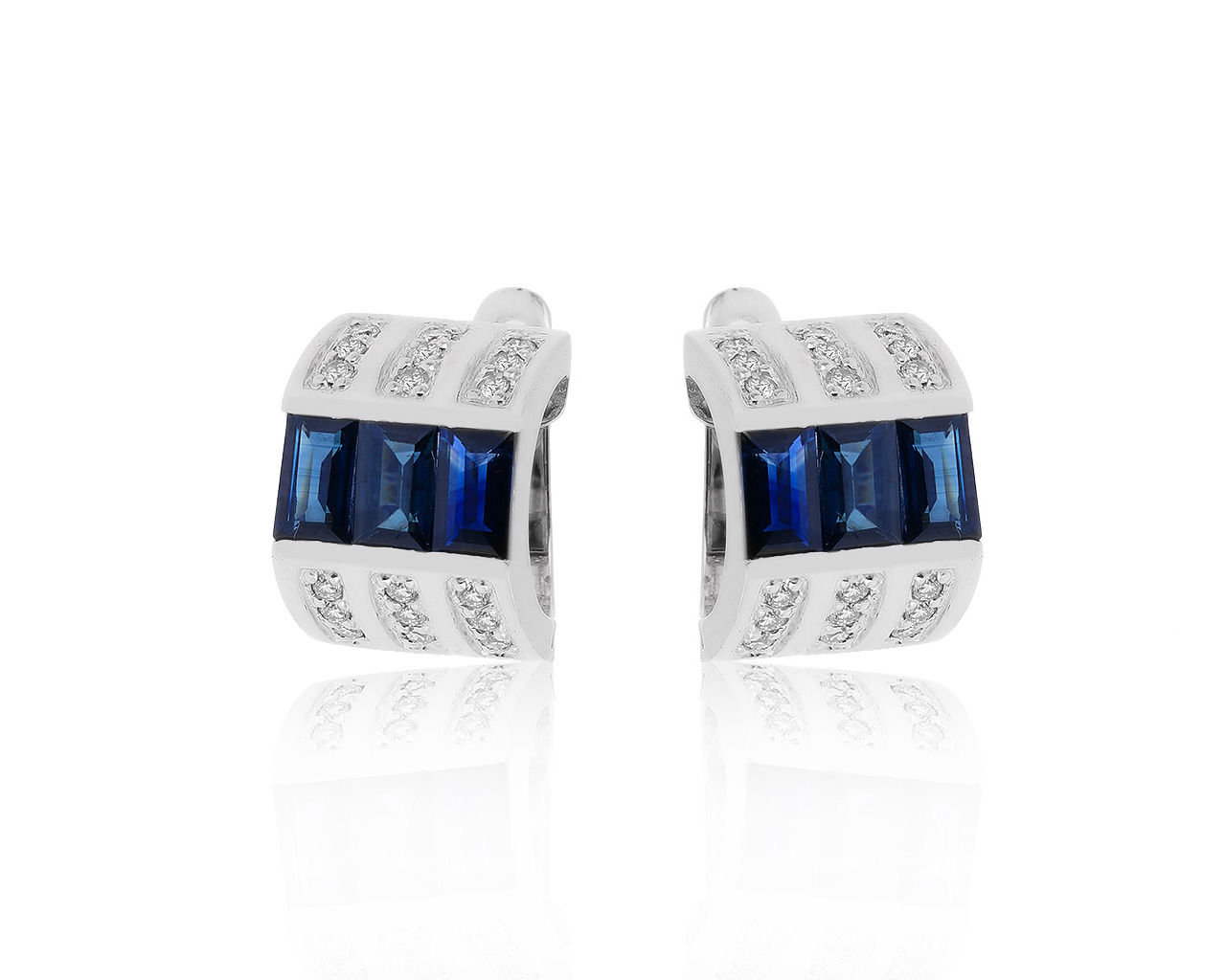 Изысканные золотые серьги с сапфирами 1.73ct 100720/6