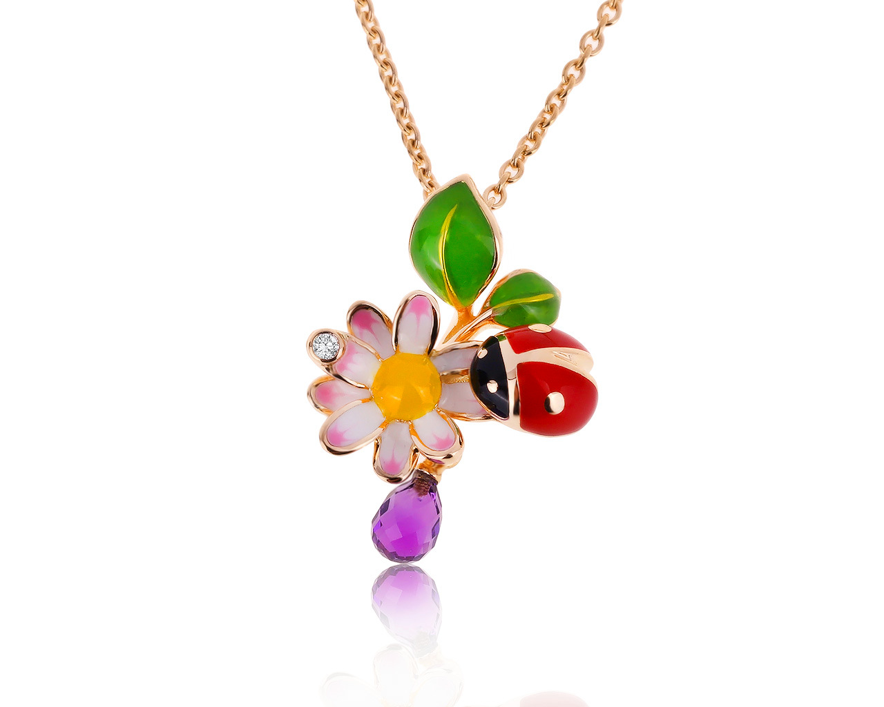 Оригинальный золотой кулон с аметистом 0.29ct Dior 080320/3