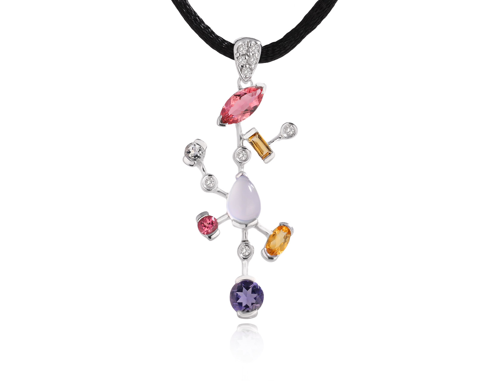 Золотой кулон с цветными камнями 1.80ct 120126/3